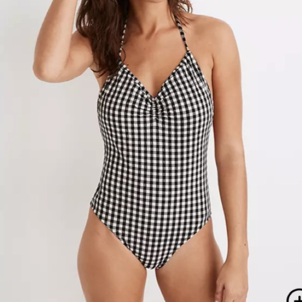 Madewell gingham seersucker one piece NWT